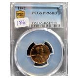 1942 LINCOLN CENT - PCGS GRADED: PR65RD