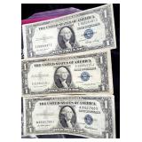 (3) SERIES 1935 $1 SILVER CERTIFICATES