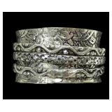 Sterling silver ornate spinner ring, size 8