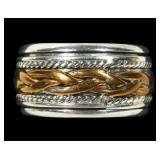 Sterling silver two-tone spinner ring, size 6.5