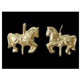 14K Yellow gold carousel horse post earrings