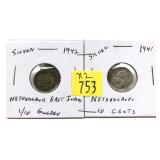 x2- Netherlands silver coins -x2 coins -Sold by