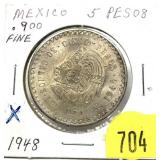 1948 Mexico 5 pesos