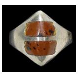 Sterling silver ring with jasper inlay, size 4.5