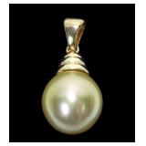 14K Yellow gold 11mm pearl pendant