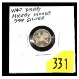 Walt Disney Mickey Mouse .999 Fine silver round,