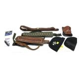 Lot, assorted straps, leather holster and Tuff