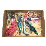 Lot, 6 assorted large lures with line