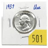 1937 Washington quarter, BU