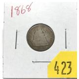 1868 Seated Liberty dime