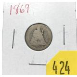 1869 Seated Liberty dime