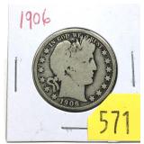 1906 Barber half dollar