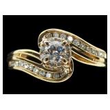 10K Yellow gold round brilliant cut diamond