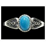 Sterling silver dentil set turquoise ring, new,