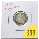 1838 Large Stars Seated Liberty dime