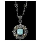 Suarti sterling silver bezel set Amazonite pendant