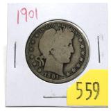 1901 Barber half dollar