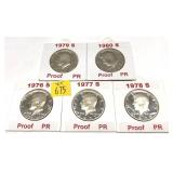 x5- Proof Kennedy half dollars: 1976-S-1980-S -x5