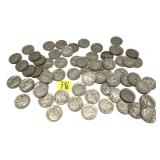 x64- Buffalo nickels, mixed dates, -x64 nickels,