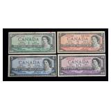 Lot, Canadian notes, series of 1954, 4 pcs.