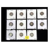 x11- Canadian silver dimes, -x11 dimes, Sold by