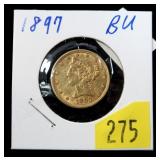 1897 $5 Gold Liberty Half Eagle, BU