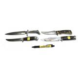 Lot, 4 assorted knives includes: bowie, and