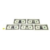 Lot: 5- Custom Football Legends Dollar Bills