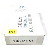 Box of .280 REM 150-grain Ballistic tip Shooters