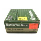 Box of .380 Auto 102-grain JHP Remington golden