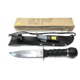 Survival knife with sheath and box