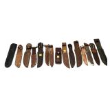 Lot, 15 assorted leather sheaths