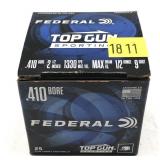 Box of .410 Ga. 2.5" No. 9 Federal top gun clay