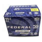 Box of .22 LR. HP Federal cartridges, 325 Rds.