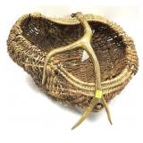 Basket with antler handle