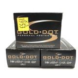 x3- Boxes of 9mm Luger +P 124-grain GDHP Gold