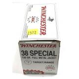 Box of Winchester .38 SPL 130 gr FMJ Cartridges,