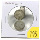 x2- Canadian silver dimes - x2 dimes -