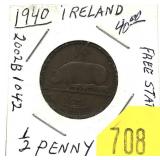 1940 Ireland half penny