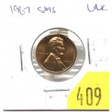 1967 SMS Lincoln cent, Unc.