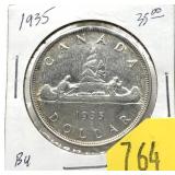 1935 Canadian silver dollar