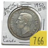 1950 Canadian silver dollar