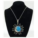 Sterling silver turquoise sun and moon pendant