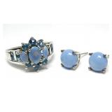 Platinum over sterling silver Oregon blue opal