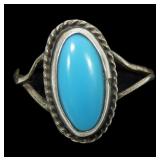 Sterling silver bezel set turquoise ring.