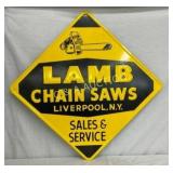 NOS SST EMB. LAMB CHAIN SAWS SIGN 32 1/2IN