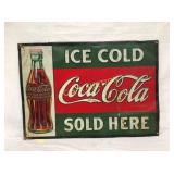 SST EMB. ICE COLD COKE SOLD HERE 28X19 1/2