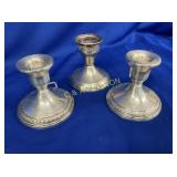 LOT OF (3) STERLING CANDLE HOLDERS