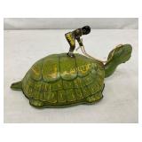 EARLY 5" TIN J. CHEIN CO. TURTLE W/ BOY