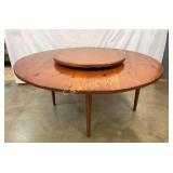 EARLY 6FT. PINE TAPPERED LEG TABLE 36" LAZY SUSAN